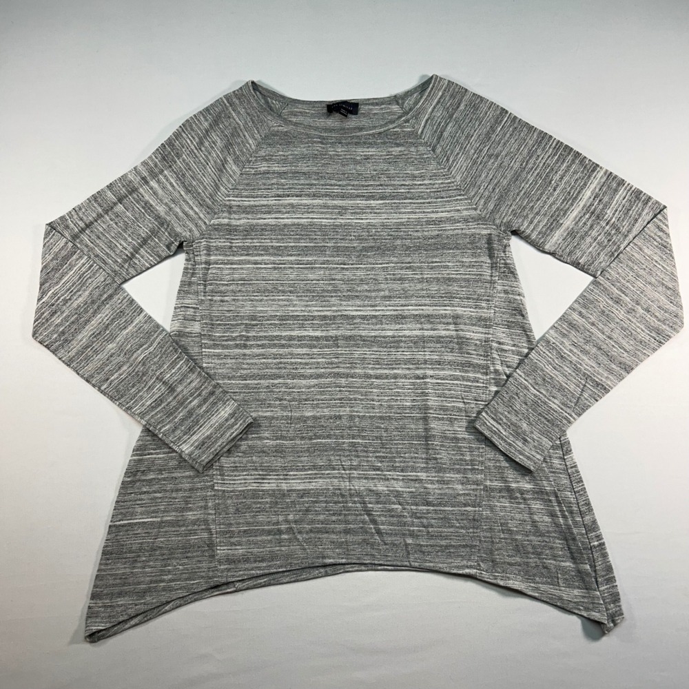 The Limited Womens Gray Space Dye‎ Raglan Sharkbite Hem Long Sleeve Top XS